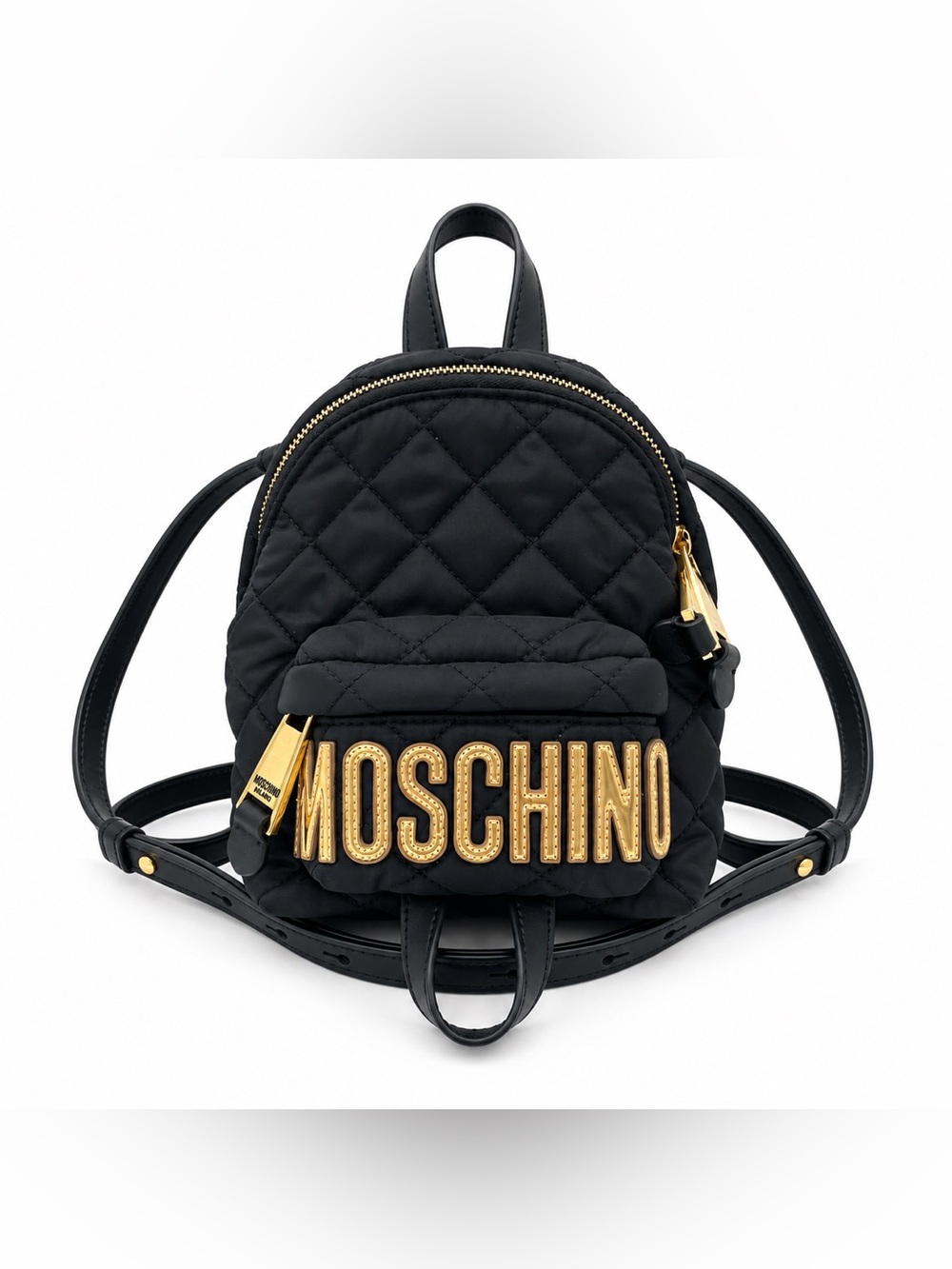 Moschino Black Mini Quilted Backpack